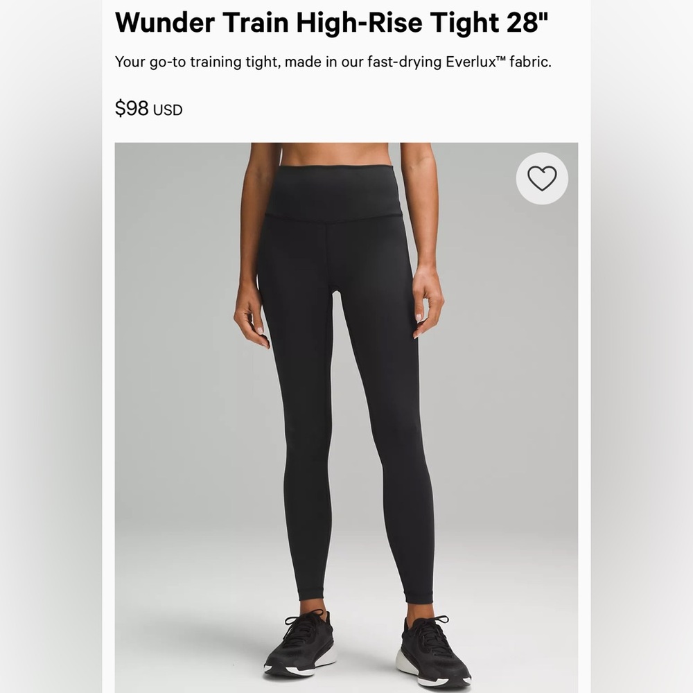 Lululemon Wunder Train High Rise Leggings 28” Sz 6 - Worn Twice!